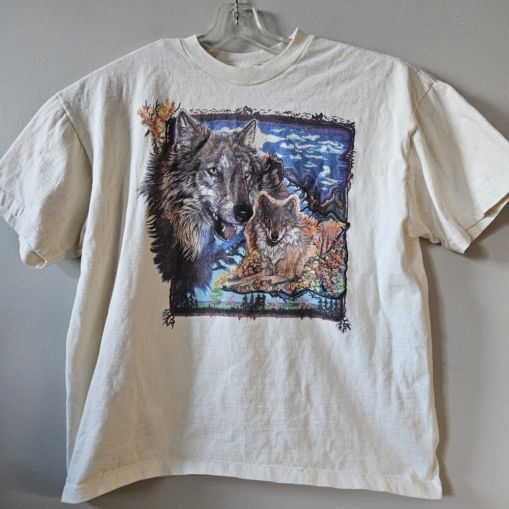 Vintage Wolf Nature T-Shirt Men's Size  XL Single Stitch Eco Sport